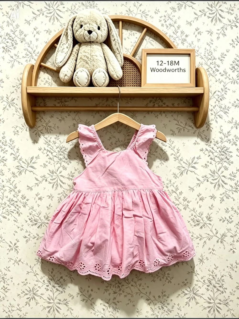 Woolworths Baby Girl 3PC Pink Eyelet Dress Set 12-18M NWT
